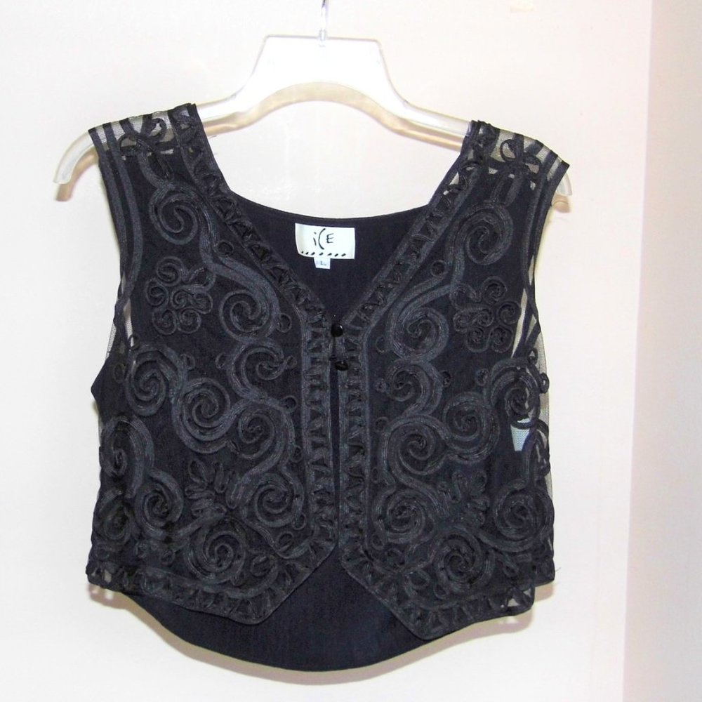 Ice Black Lace Vest Womens Size Large